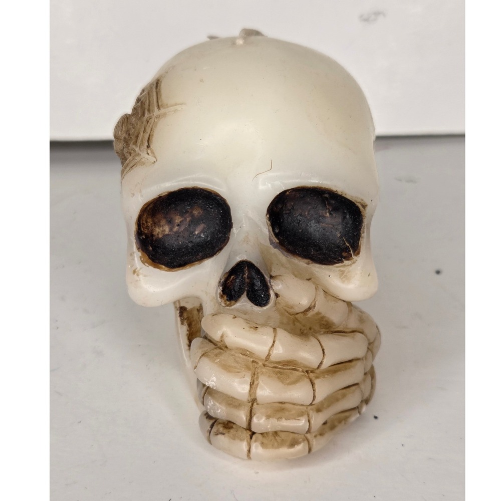 Mortal & Bone Halloween Skull Wax Candle Spiderweb Skeleton Hand Decor
